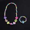 Kids Candy Color Necklace Bracelet Set, Cute Flower Heart Star Bow Jewelry for Girls, Colorful Charm Accessories, Trendy Party Gift