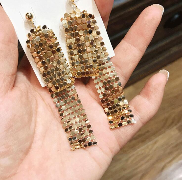 

Корейские трендовые металлические серьги-подвески с пайетками в виде богини - Универсальные модные аксессуары