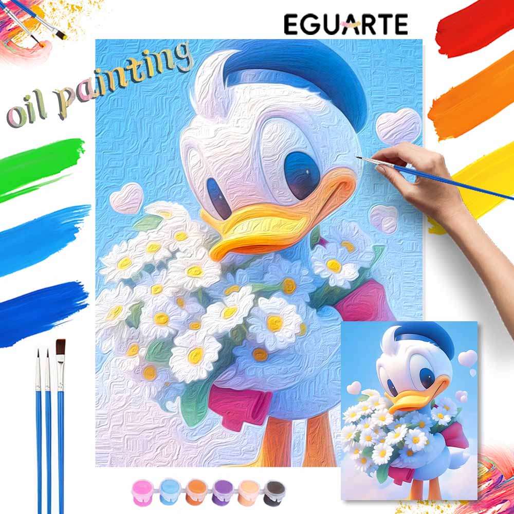 Disney Donald Duck Flowers Paint By Number Kit Number Drawing Canvas DIY Picture Home Decor Painting Wall Art Gift For Room Decor