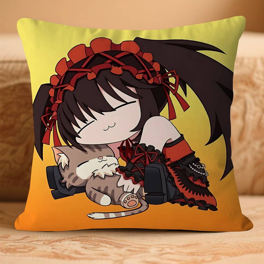 Tokisaki Anime Kurumi Kissenbezug Abnehmbarer Waschbarer Kissenbezug – Ganzjahresweiches Leinen