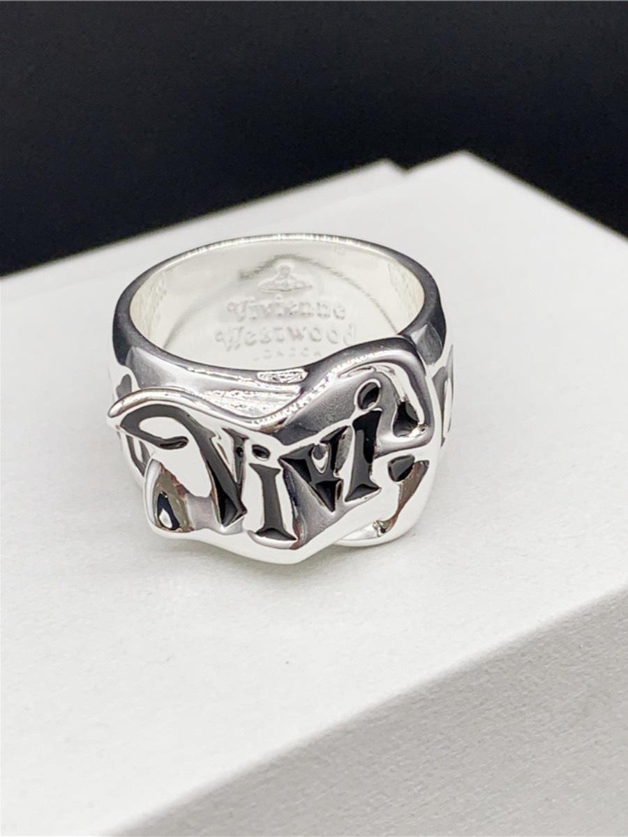 

Cixi Saturn Ring: Dark, Irregular, Wide Band Buckle-Style Couple s Ring with Three-Dimensional Letter Design Size 8