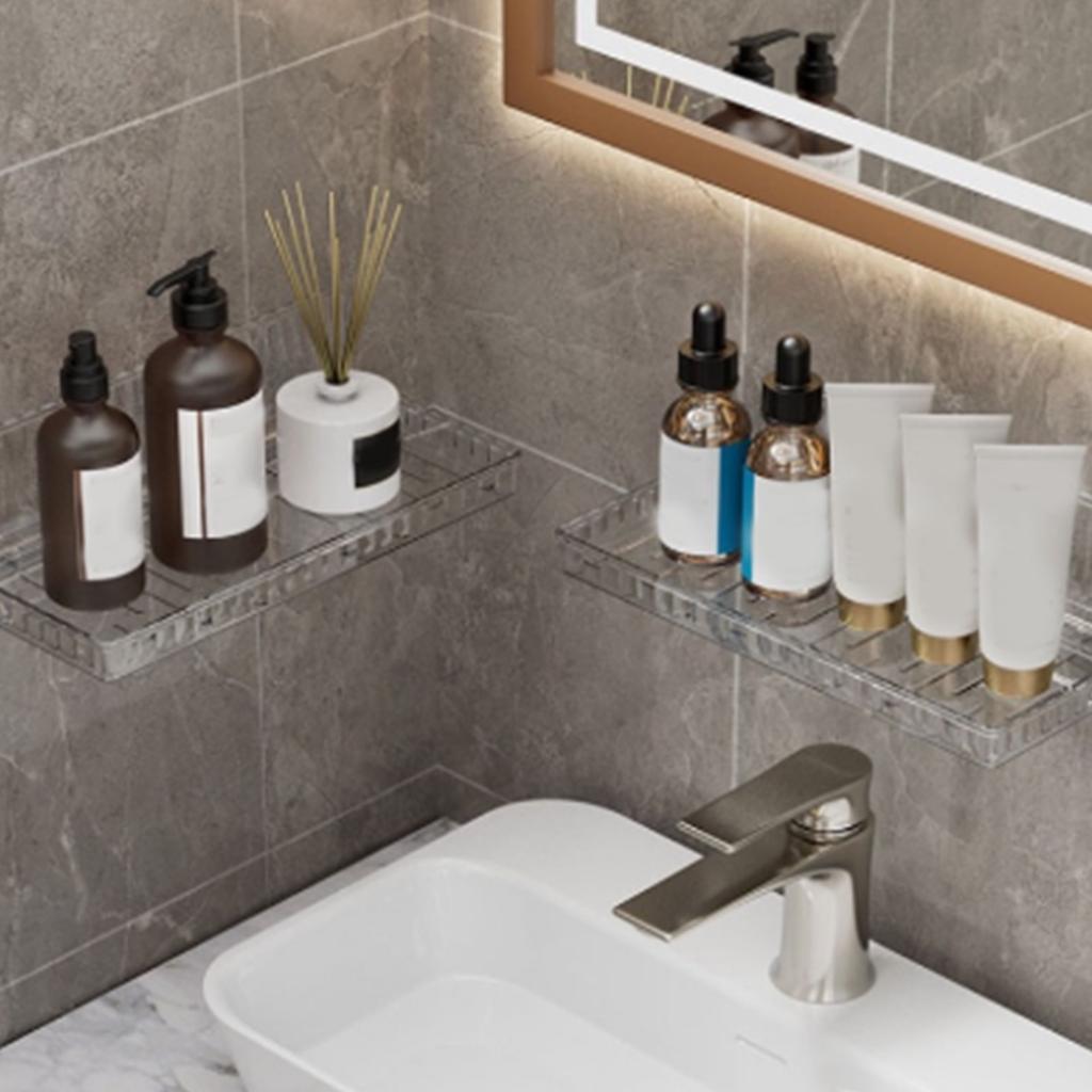 Wall Mounted Folding Shelf Transparent Punch Free Large Capacity Strong Foldable Floating Wall