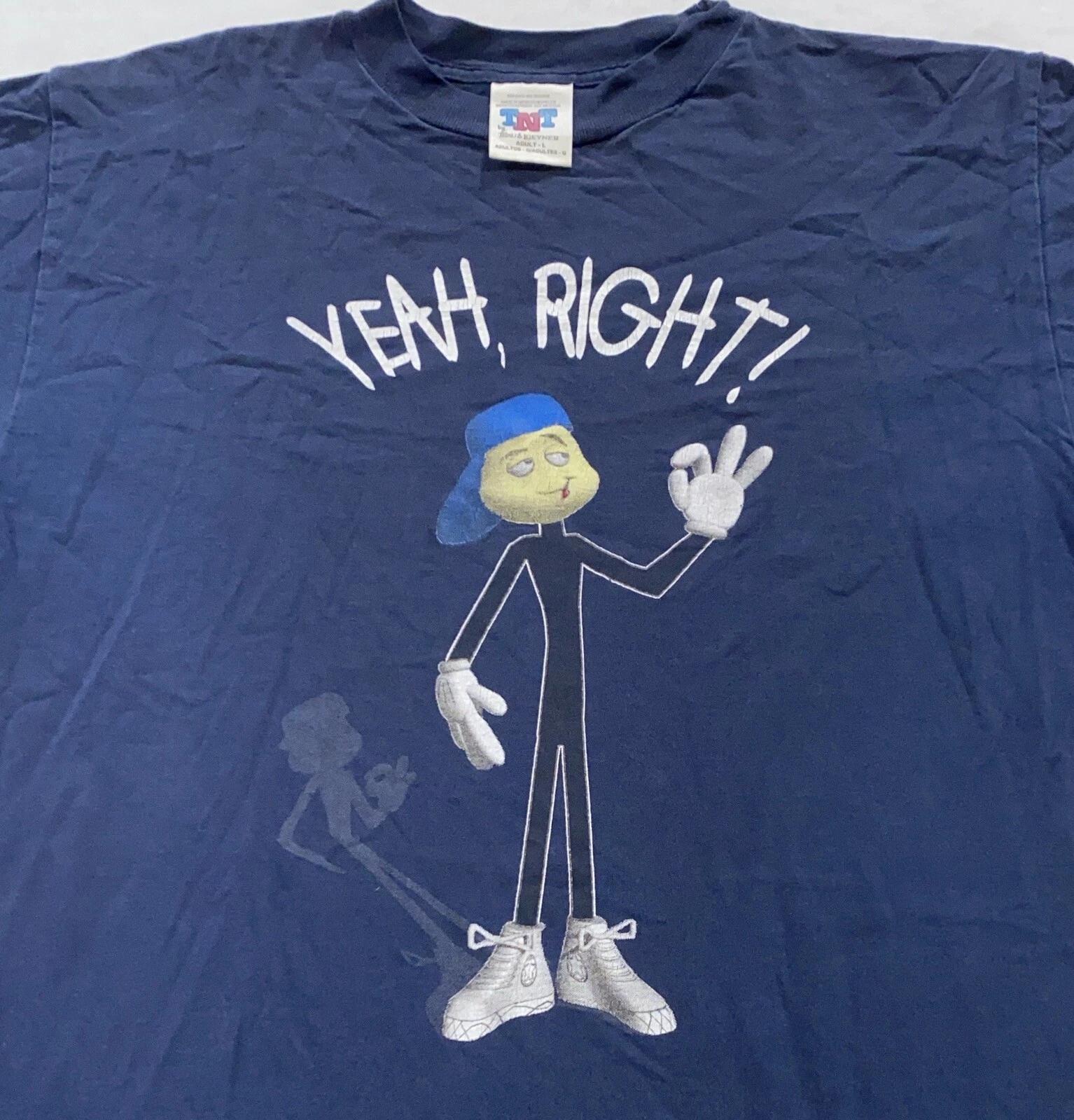 vintage 90s YEAH, RIGHT! T-Shirt LARGE soft okay okie doke funny joke sarcastic M