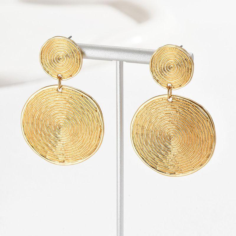 Europe and America Cross Border Vintage round Metal Texture Earrings Earrings