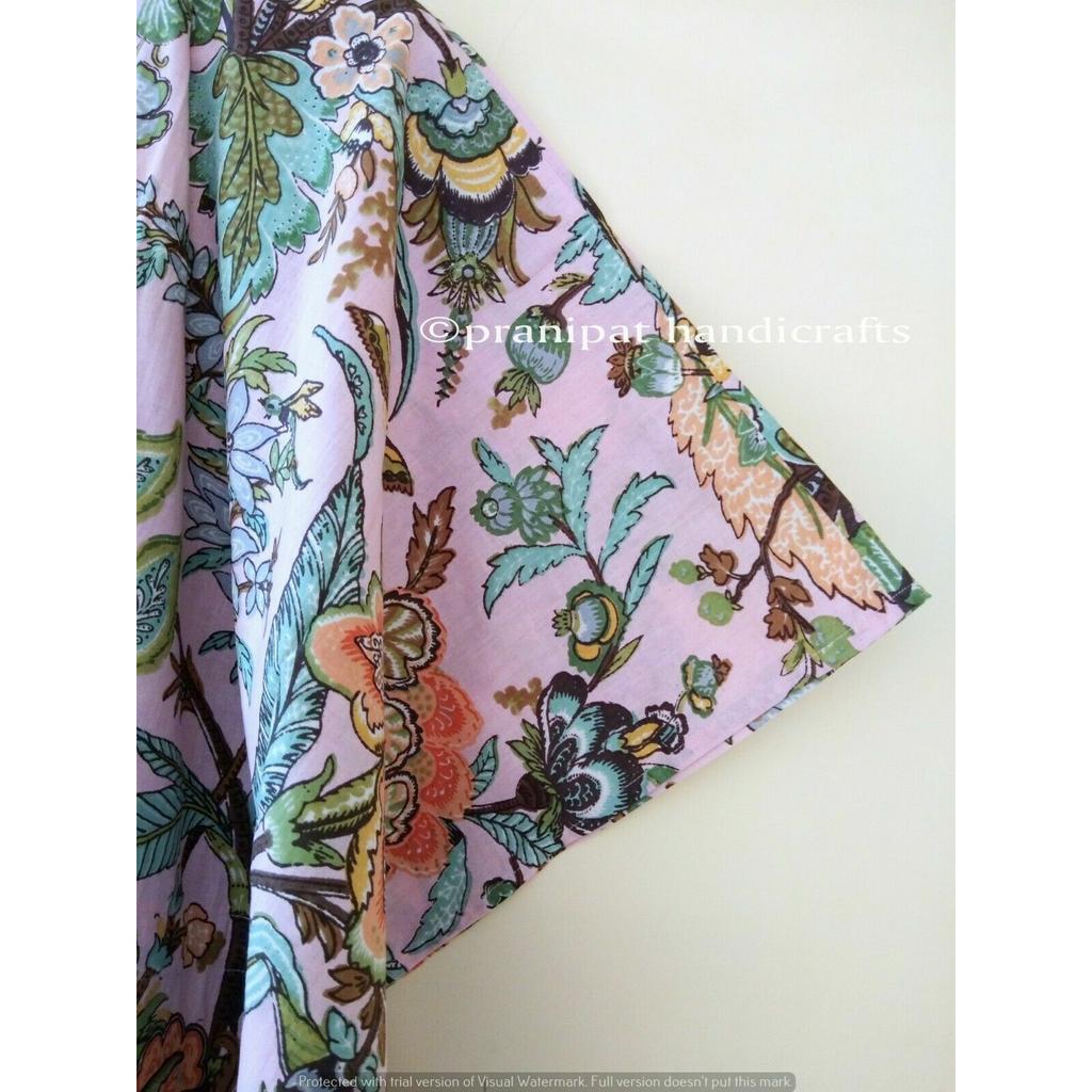 Indian Pink Long Floral Print Cotton Plus Size Maxi Women Cover Up Caftan Dress CKFTN-SCRN-FULL-BUYIT-047