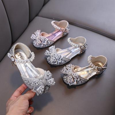 Summer Girls Sandals Fashion Sequins Rhinestone Bow Girls Princess Shoes Baby Girl Shoes Flat Heel Sandals Size 21-35
