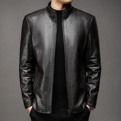 Lederjacke Herren Herbst und Winter Neue Herren Stehkragen Weiche Lederjacke Jacke Herren Lose Lässige Lederjacke