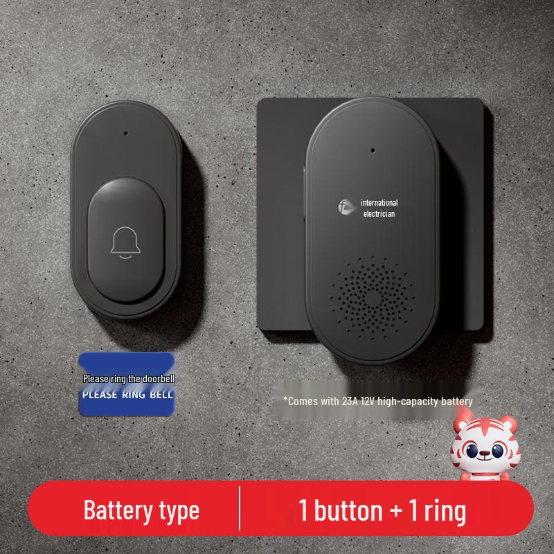 

Черный беспроводной дверной звонок с пультом дистанционного управления, большой дальности, без сверления, система «один к двум» для дома