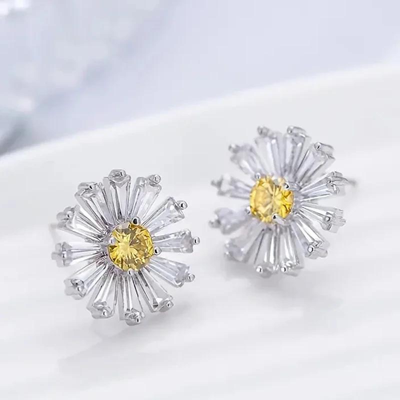 Delicate Small Flower Stud Earrings Fresh Style Yellow Daisy Floral Ear Accessory For Women Daily Wear Statement Jewelry