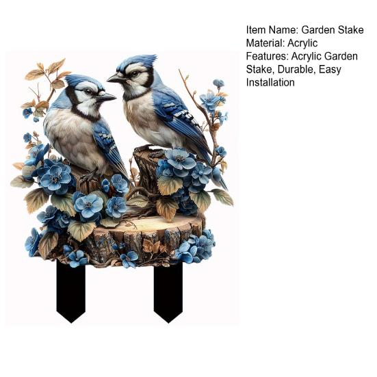Garden Stake Blue Bird with High-Definition Printing Weather-Resistant Acrylic Garden