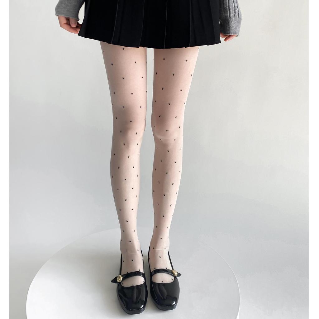 2024 Spring/Summer Core-Spun Jacquard Stockings: Ultra-Thin Slimming Socks with Polka Dots & Hearts