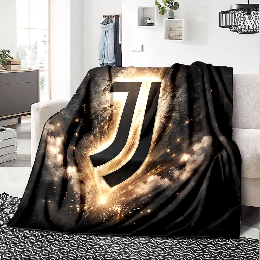 Juventus Herzschlag Logo Flanelldecke, Weiches Polyester, Modernes Design, Ganzjahres für Camping, Reisen, Geschenke für Feiertage oder Geburtstage