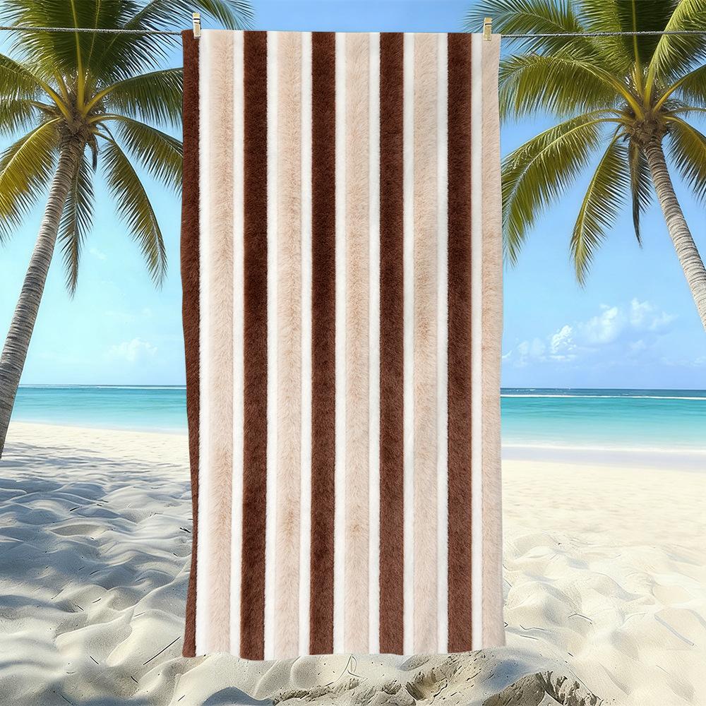 Populaire gestreepte bedrukte strandlaken Sneldrogend Zandvrij Volwassen Zwem Bad Handdoek Microvezel Handdoek