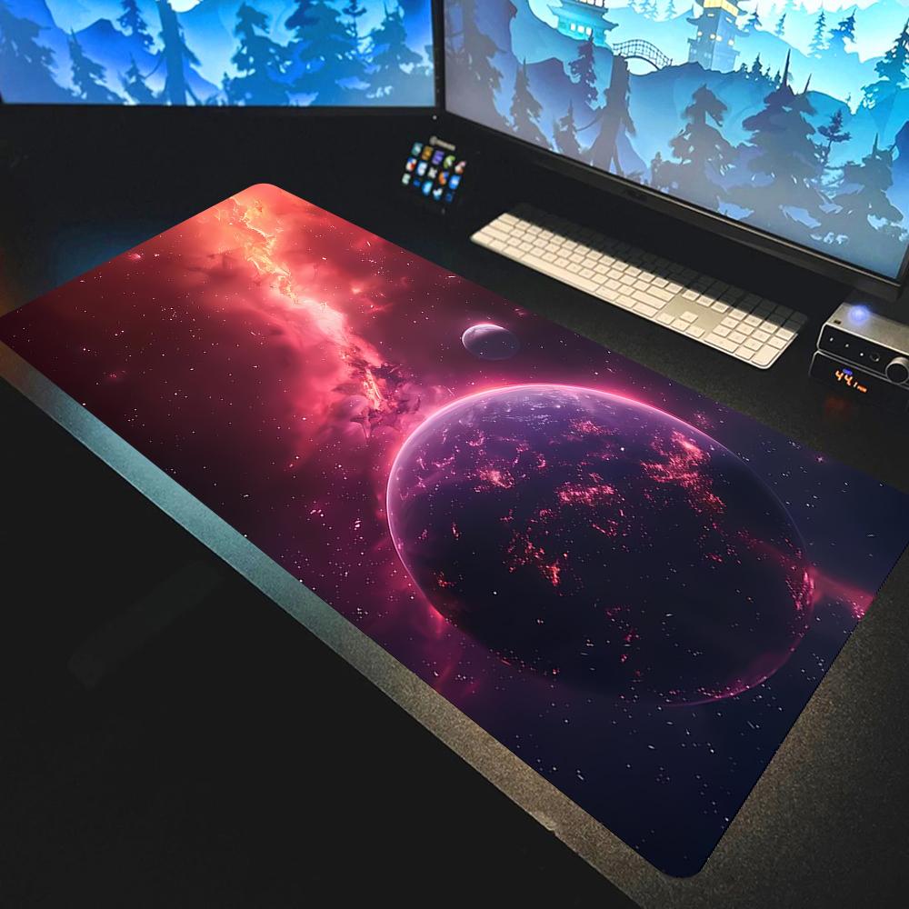 Mouse Pad Galáxia Estrelada HD Grande Computador Escritório Jogo Tapetes de Mesa XXL Borracha Antiderrapante HD Teclado Mousepads Universo Tapete de Mesa