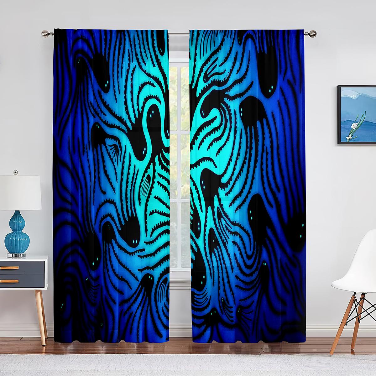 Крутые красные шторы из шифона-вуали с морским осьминогом для декора гостиной — фото 13