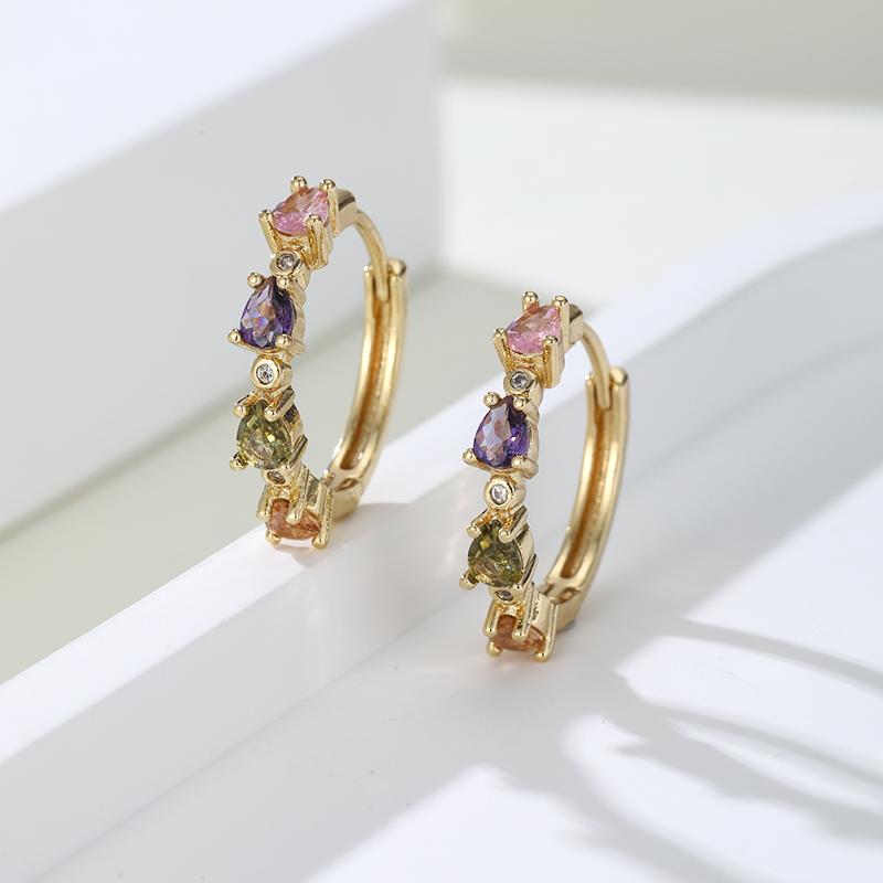 

Luxurious and Fashionable Water Droplet Shaped Zircon Circle Hanging Earrings, Zircon Gifts for Women s Banquets and Parties