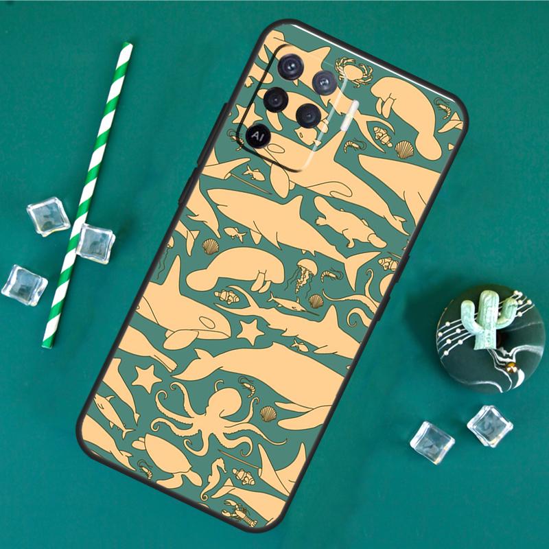 Shark and Killer Whale Phone Case For Oppo A18 A38 A58 A78 A98 A40 A60 A80 A91 A15 A17 A74 A94 A54 A57S A16 A76 A96