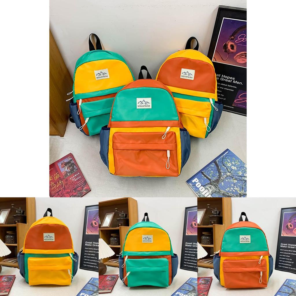 Kids School Bag With Color Blocking Design And Durable Nylon For Kindergarten Children