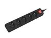 Lanberg Extension Strip 1.5m Black 5x 230V PL, with Switch, Cable Made of Full Copper