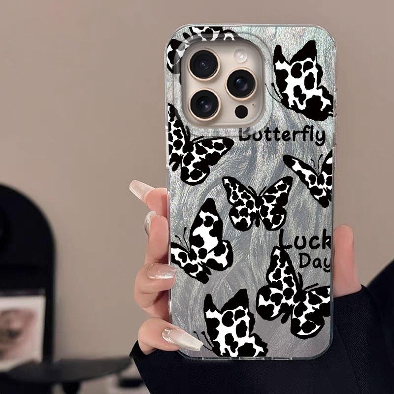 Case For IPhone 16 16 Pro Max 5G Phone Cover Graffiti New Pink Love Butterfly Knot Rose Patterns Luxury Bumper For IPhone 16