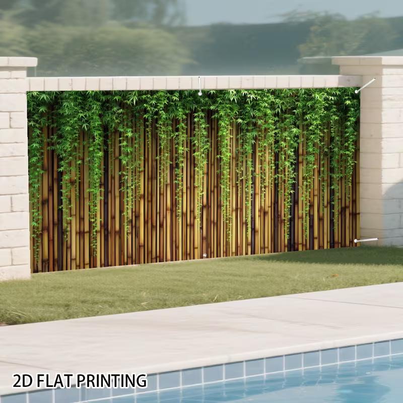 2D Asian Style Bamboo Wall Green Ivy Backdrop Garden Outdoor Fence Banner