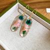 New Trendy Multicolor Clear Resin Geometrical Real Dye Flowers Drop Earrings for Women Real Gold Plated Copper Jewelry