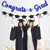 Congrats Grad Congratulations Decorations Banner Pre-Strung Glitter Blue Graduation Class of 2026 with Tassel Decor College High School Party Favors