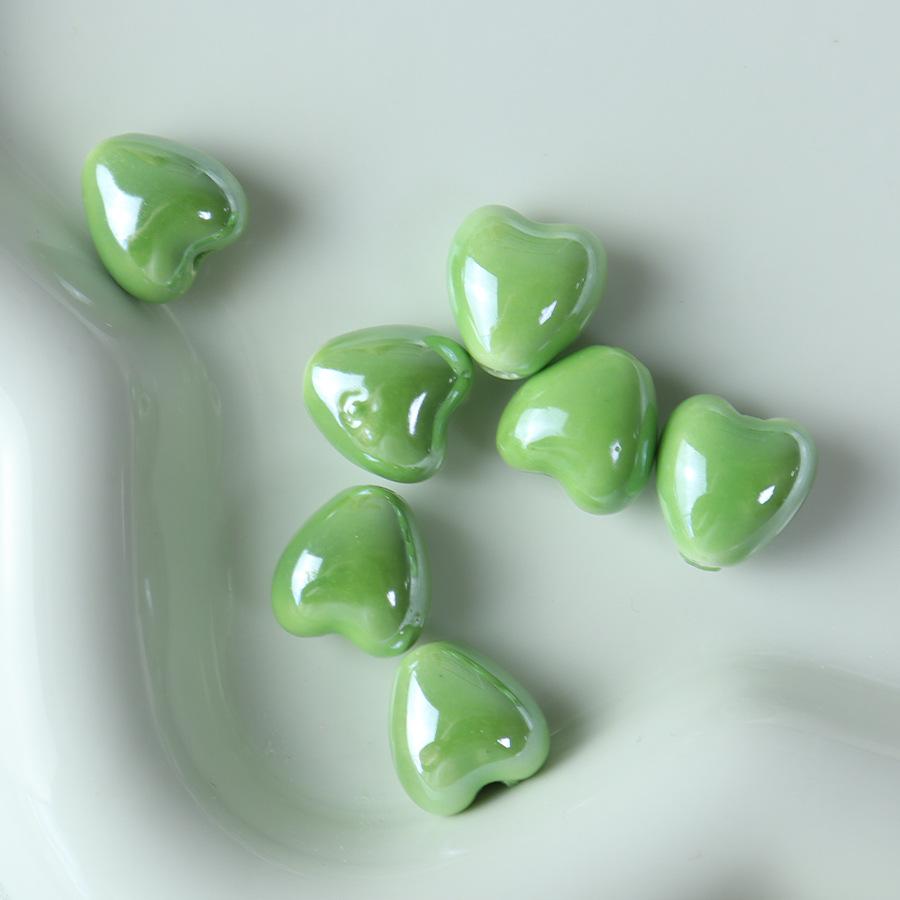 10pcs 12mm Heart Shape Shiny Glossy Ceramic Beads Porcelain Loose Spacer Beads for Jewelry Making DIY Bracelet Necklace Crafts