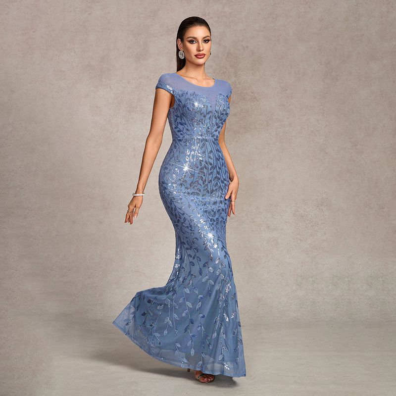 Evening Dress Banquet Birthday Long Dress Plus Size Sexy Party Dress Maix Birthday Sky Blue S