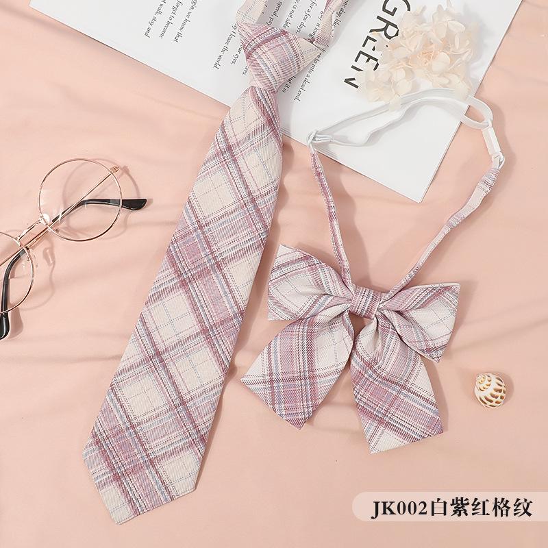 Jkdk Japanese Korean Version Of Striped College Style Red Cyan Gray Blue Shirt Men'S And Women'S Accessories Free Tie Tie Set