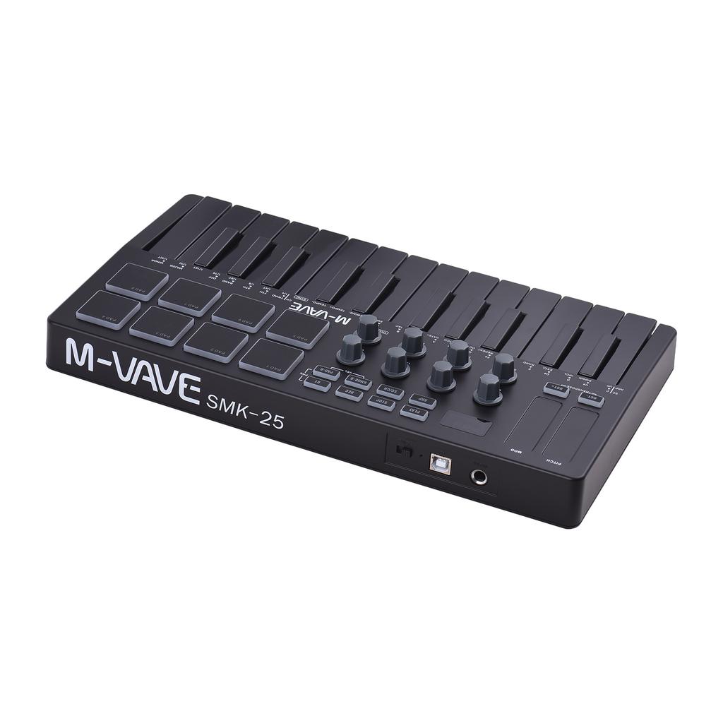 MIDI Keyboard Controller Beat Maker Machine Rechargeable 25 Keys MIDI Keyboard Portable Arranging Strike Pad RGB