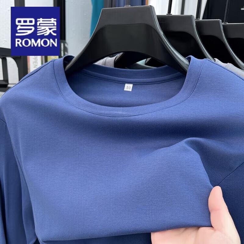 ROMON Men's Pure Cotton Round Neck Long-Sleeve T-Shirt