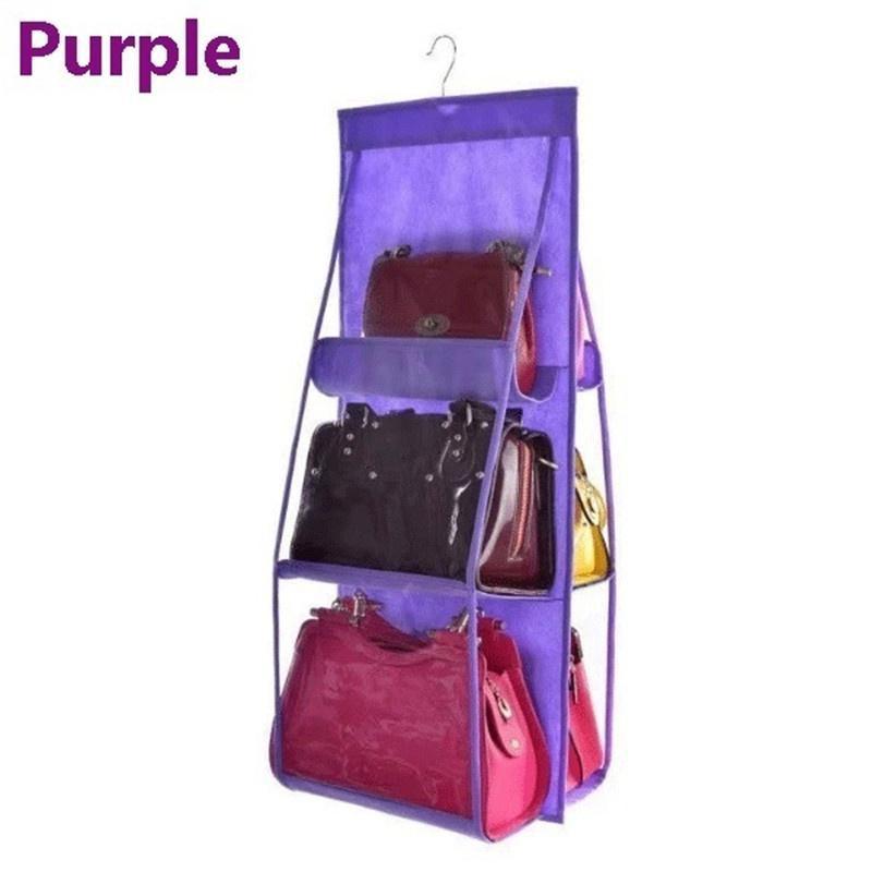 Double Side Transparent 6 Pocket Organizer Backpack Handbag Storage Bags Shoe Storage Bag Home Supplies Closet Rack Hangers