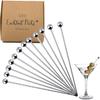 Cocktail Picks Stainless Steel Toothpicks - (12 Pack / 4 Inch) Martini Picks Reble Fancy Metal Drink Skewers Garnish Sticks for Martini Olives