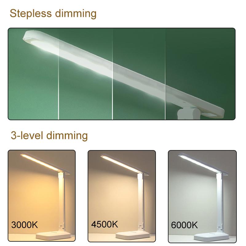 

Бесступенчатая светодиодная настольная лампа для чтения с регулируемой яркостью, складная вращающаяся светодиодная настольная лампа, настольная лампа с USB-подзарядкой 8 Вт для детей, студентов