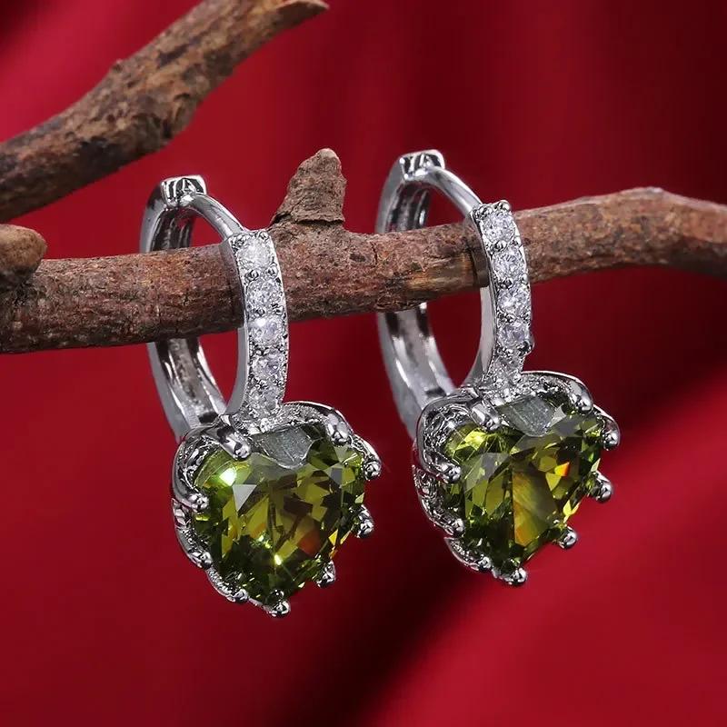 2026 New Style Fashion Green Crystal Pendant Earrings for Women's Engagement Party Accessories with Noble Unique Zircon