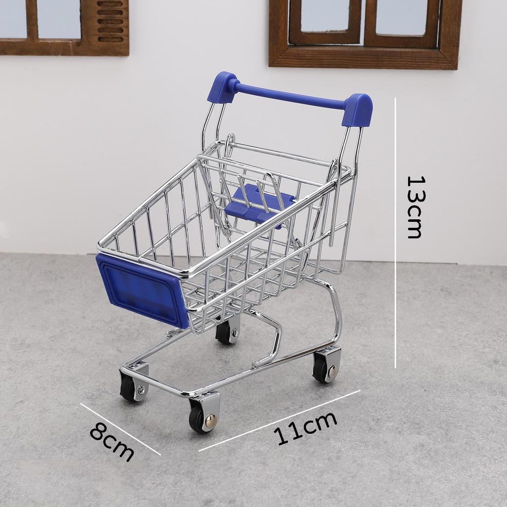 Mini Realistic Supermarket Shopping Cart & Play Food Set for Kids