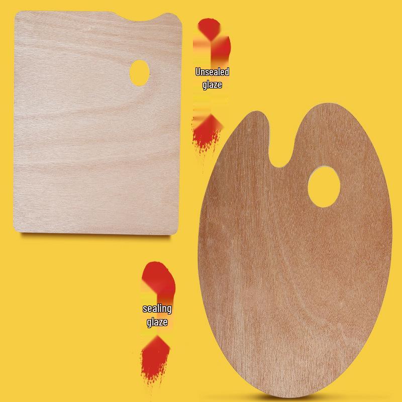 Oval Wooden Painting Palette with Handle - Irregular Shape for Oil and Acrylic