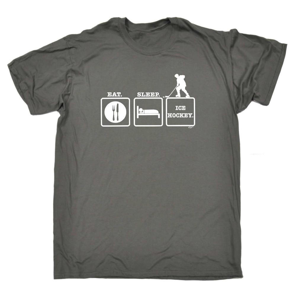 Eat Sleep Ice Hockey Tee; Funny Sports Lover Novelty Gift Unisex T-Shirt XXXXL