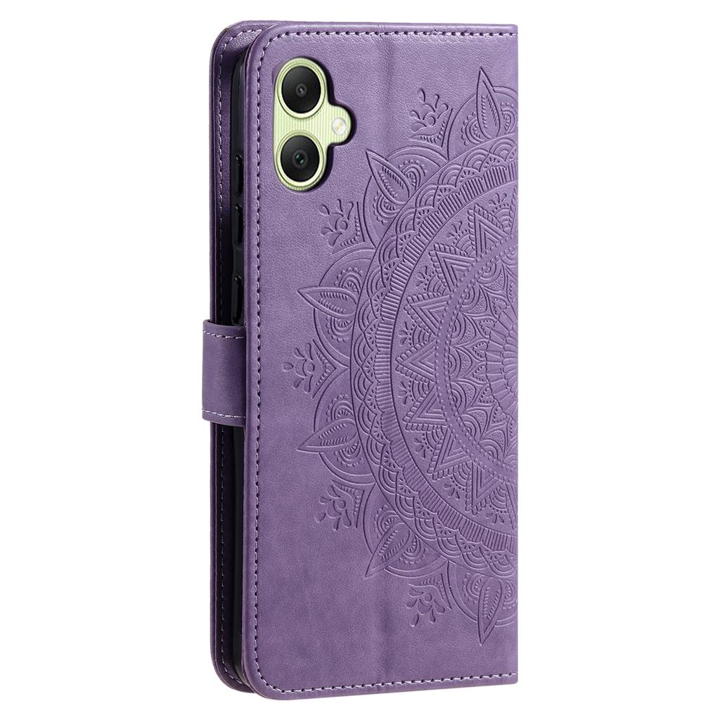 For Samsung Galaxy A07 Stand Case Imprinted Totem PU Leather Wallet Phone Cover with Wrist Strap