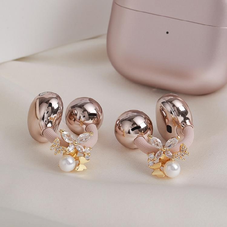 1pair Trendy Crystal Accented Ear Clip For FreeClip 1/2 Headphones Securely Fit Clip On Charm Stylish Pearls Decors