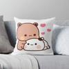 Panda Bear Hug Bubu Dudu Polyester Peach Square Pillowcase Polyester Velvet Printed Zipper Decor Room Cushion Cover 45x45cm