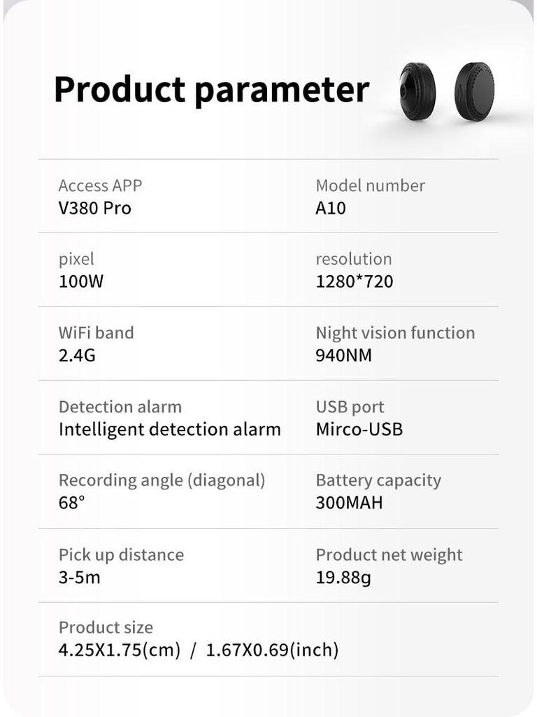 Cameră wireless A10 HD cu viziune nocturnă și monitorizare de la distanță