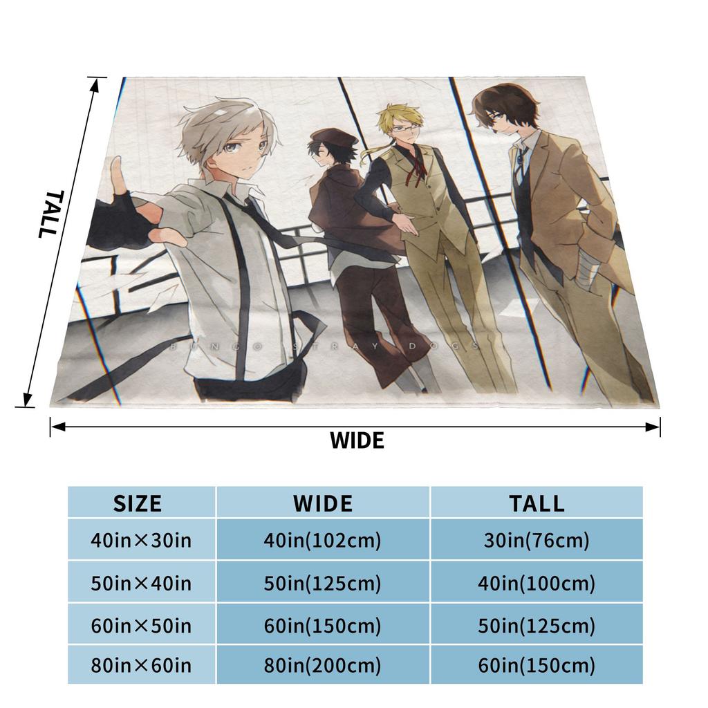 Chuuya Nakahara Osamu Dazai Blankets Flannel Autumn/Winter Anime Soft Throw Blankets for Bed Outdoor Bedspread