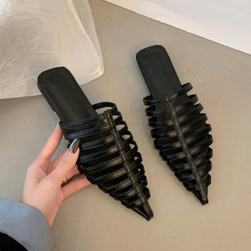 Fashion Baotou Sandals Spring New Pointed Head Shallow Mouth Thin with Soft Sole Anti-slip Wear-resistant Flat Slippers