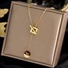 316L Stainless Steel New Fashion Fine  Geometric Square Round Carving Love Chain Choker Necklaces & Pendants For Women