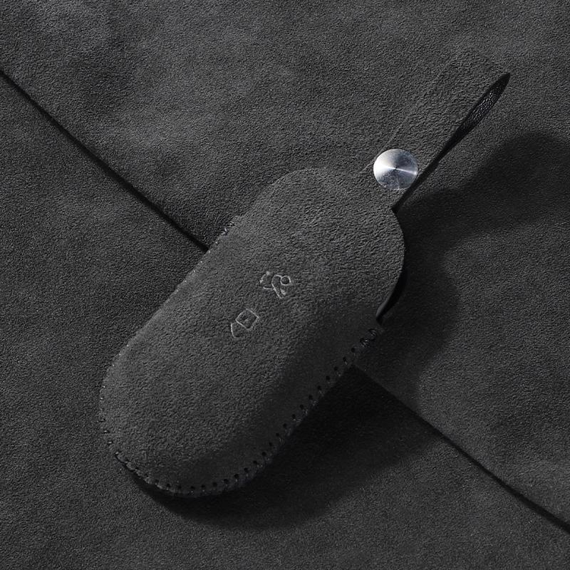 Suede Leather Car Key Case Cover for Mercedes-Benz C S GLC EQE EQS Class W223 X254 V297 V295 W206 S206 X206 key Fob Shell Case