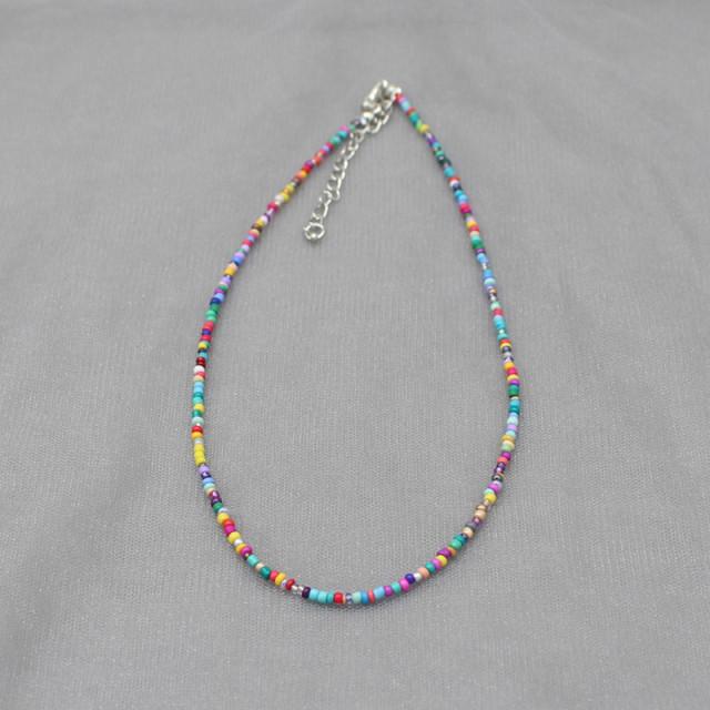 Jednoduché perličky Prameň Choker Náhrdelník Dámsky Šnúrkový golier Farebný ručne vyrobený Bohemia Collier Femme Jewelry Darček