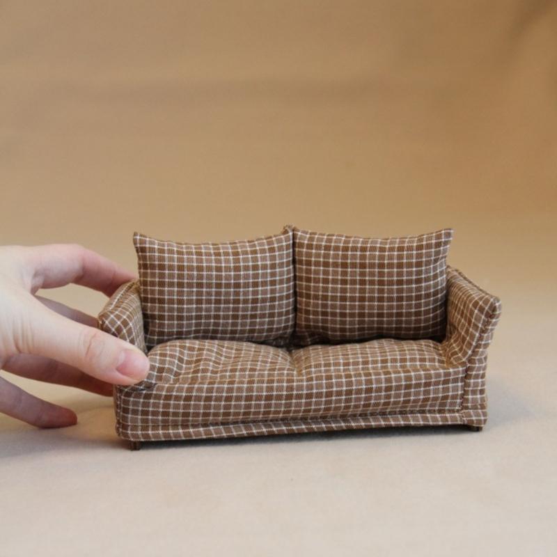 Smooth cotton Tiny Sofa Model For 1 12 Model house Displays Detachable For Realistic Home Trim