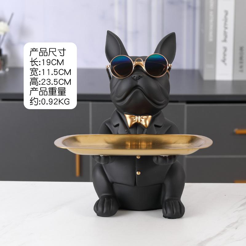 Graffiti Bulldog Desktop Storage Statue, Animal Sculpture, Living Room and Office Decoration, Resin, Modern Home Decoration